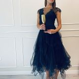 Черна рокля от тюл на АВИН - лице