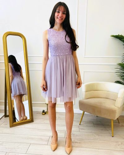 Къса лилава рокля от Lace & Beads – XS