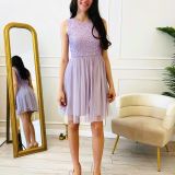 Къса рокля Lace & Beads с пайети в лилаво - лице