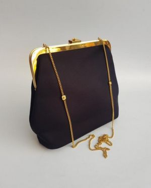 Черна чанта от фина тъкан Versace